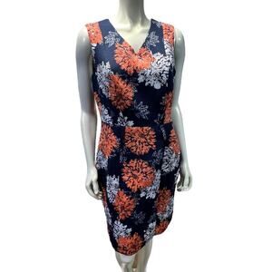 The Limited Sleeveless Floral Dress Size 6 Navy Coral White